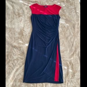 Sleeveless color block midi dress